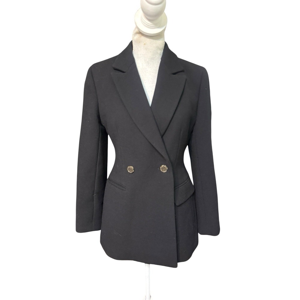 JCrew Evening Blazer Jacket Womens 4 Black Italian Double Cloth Wool BM426 - Picture 2 of 5